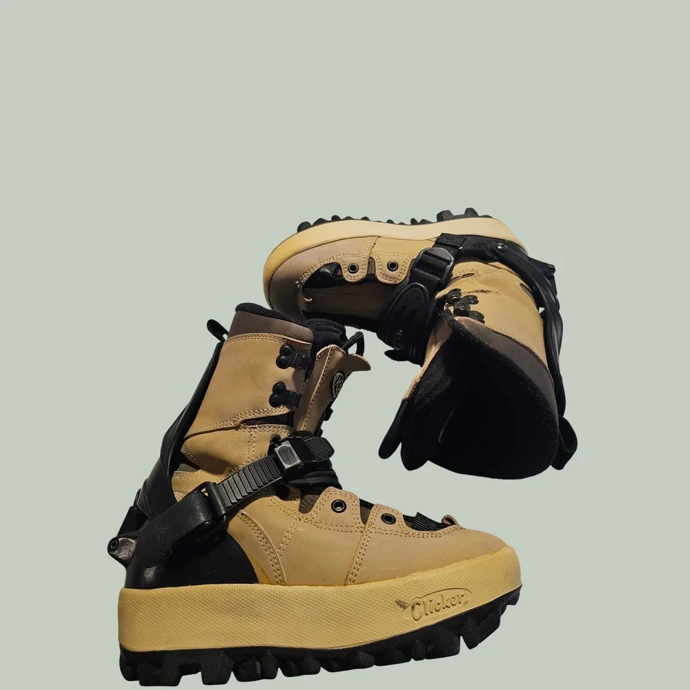 K2 Yak Women Snowboard Boots Clicker Step In Tan Black Size 8.5 EUR 39